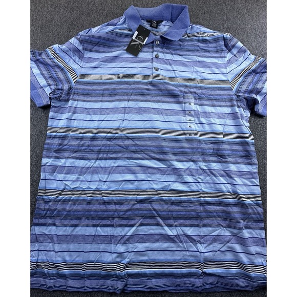 Calvin Klein Shirt Men's‎ X-Large Blue Striped Polo Short Sleeve Pullover New - Picture 1 of 13